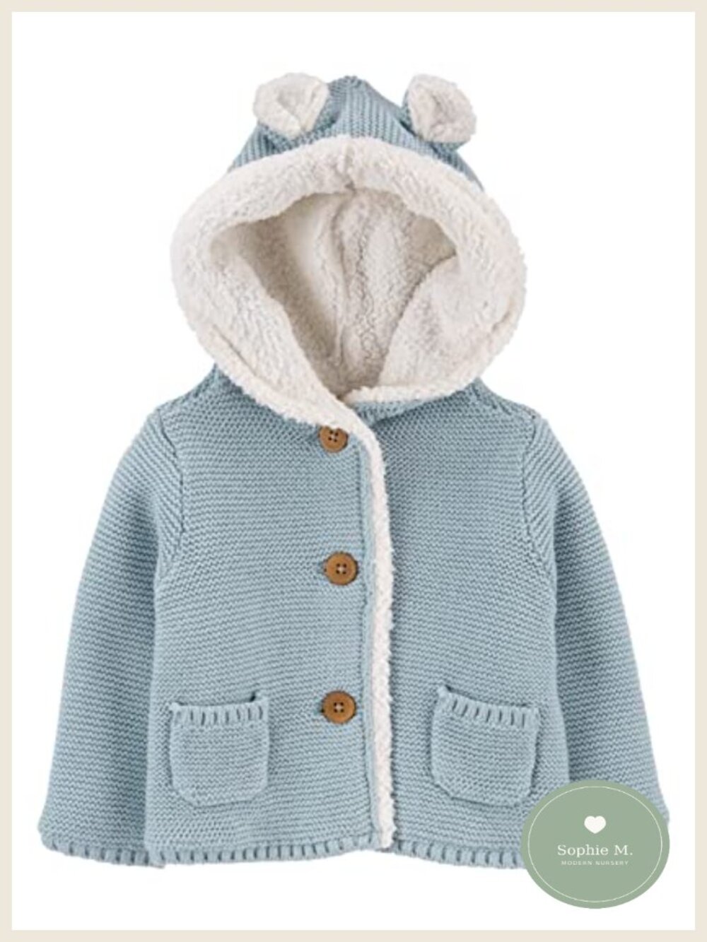 Baby Sherpa-Lined Cardigan Jacket Button Front with Hood